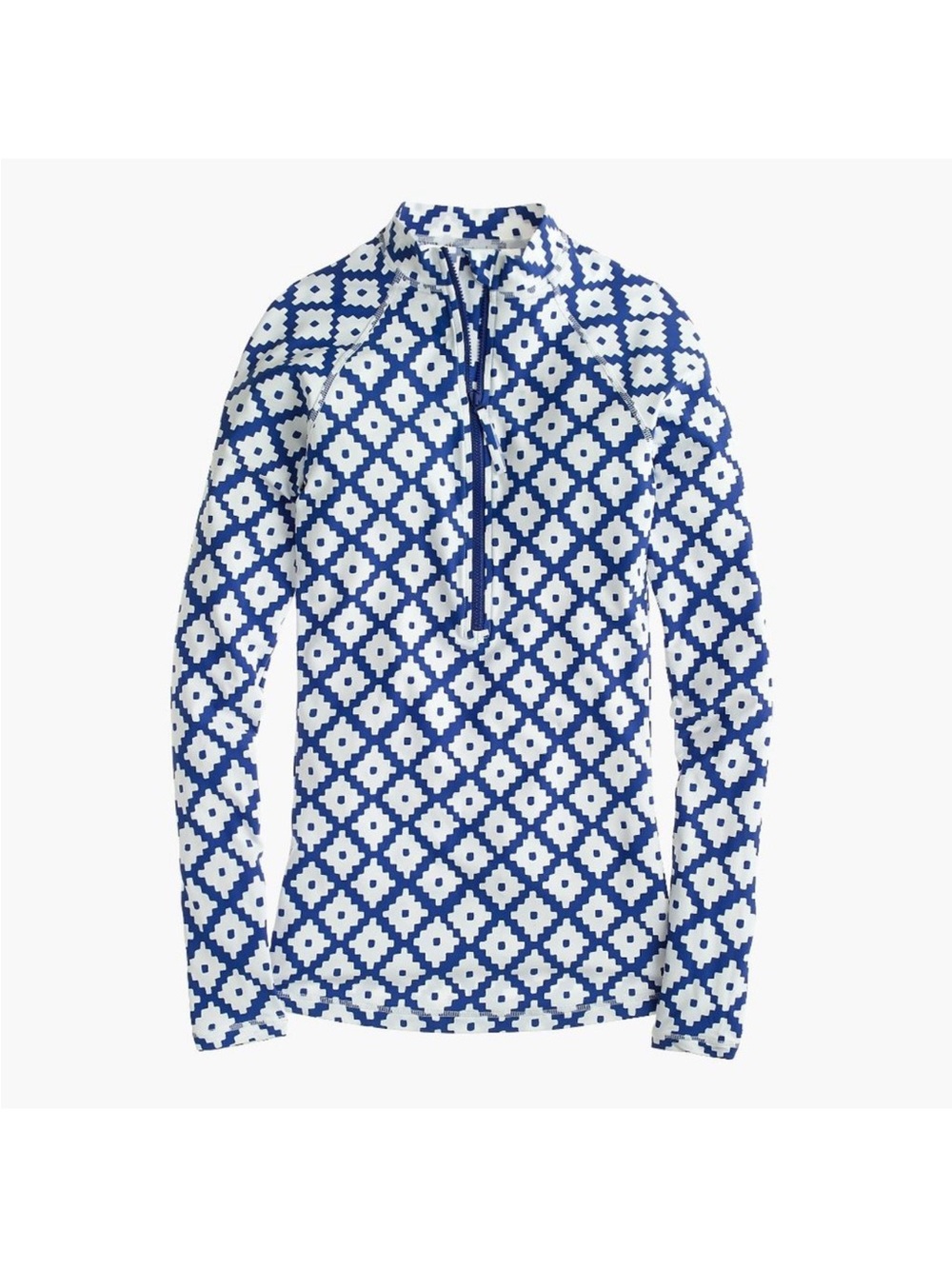 SZ Blockprints™ X J.Crew long-sleeve rash guard 1/2 Zip Small Geometric Beach - Picture 2 of 13